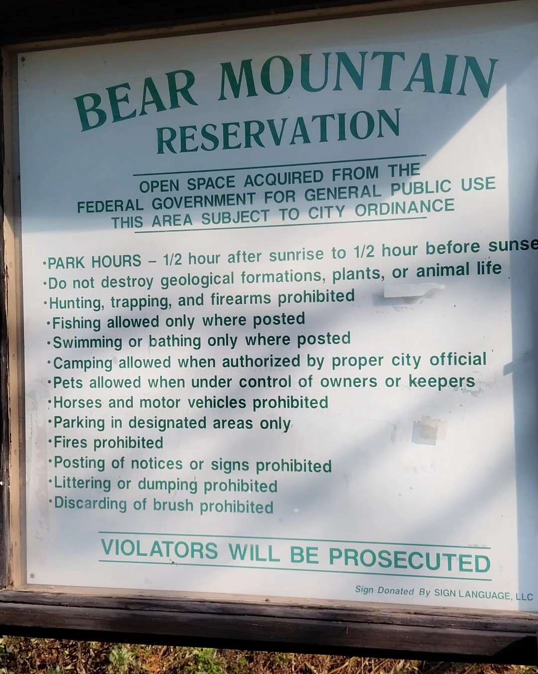 Bear Mountain Reservation Trail instruction